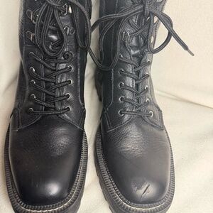 SAM EDELMAN LUE COMBAT BOOTS, SIZE 7-1/2, 37.5 - BLACK